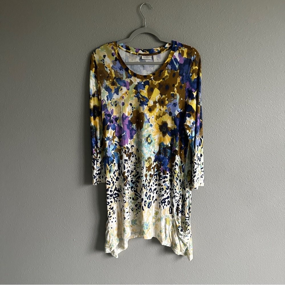LOGO Floral Multicolor Tunic Top Large